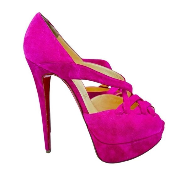 Christian Louboutin Suede Lady Corset Hot Pink 150 Pumps Size 6 - Picture 2 of 11
